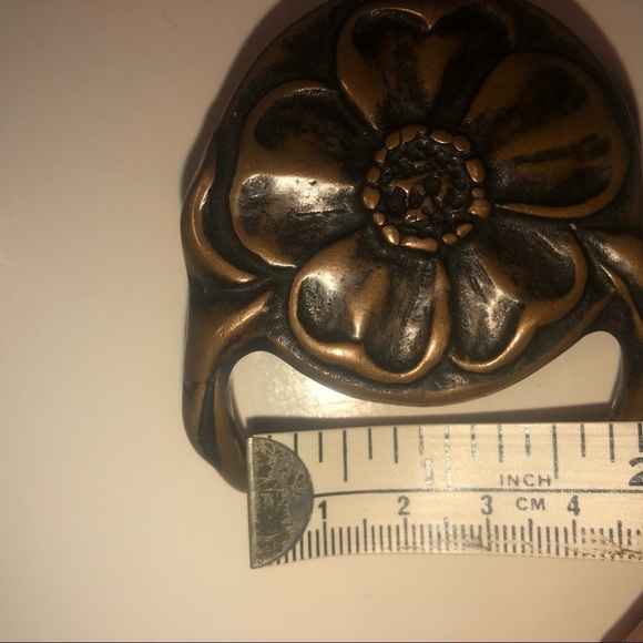 VTG 70s Tech Ether Guild Windflower Solid Brass Belt Buckle 2.6” x 1.9” - Picture 5 of 6